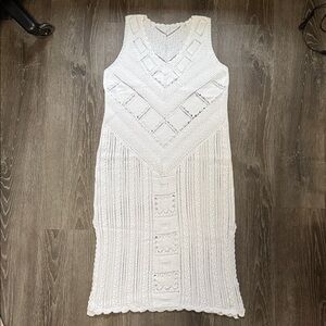 Elegant White Sleeveless Crochet Cover-up